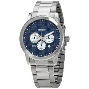 NWT Authentic Citizen Chronograph Quartz Blue Dial Men's Watch